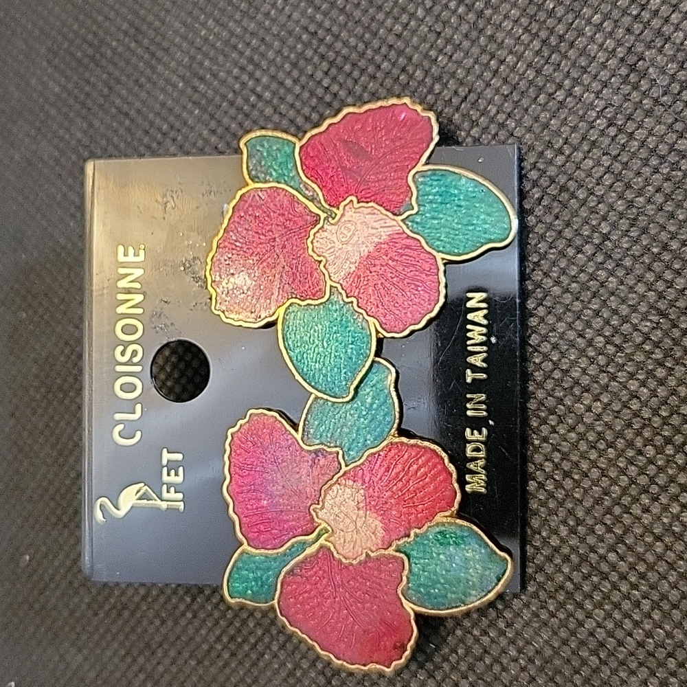 Cloisonne clip earrings